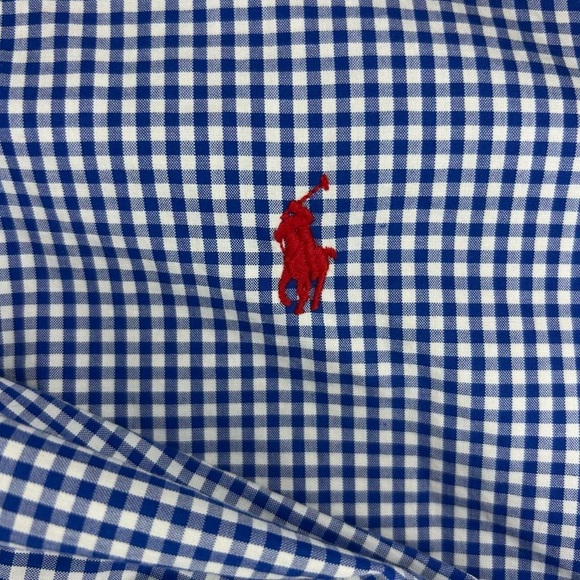 Ralph Lauren Men’s Button-Up – Royal Blue & White Check, Red Logo – Size M - Picture 2 of 8